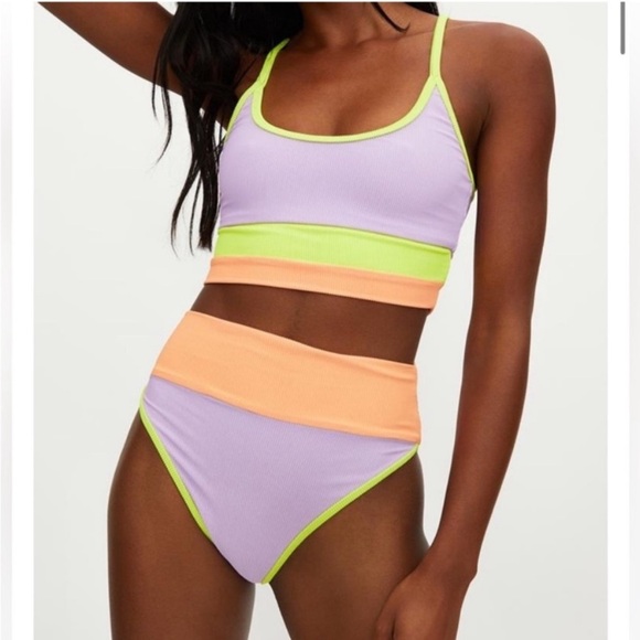 New! Beach Riot Eva purple colorblock bikini top nwot 22687 - Picture 4 of 11